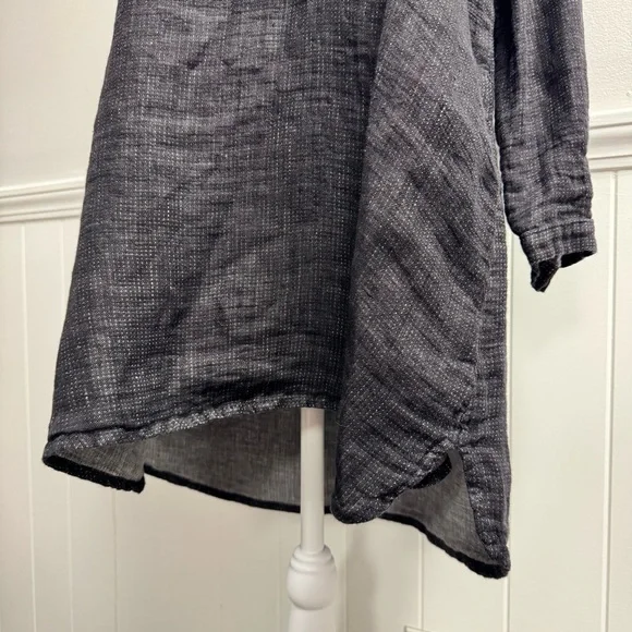 Flax Soft Tunic 3/4 Sleeves 100% Linen Grey Gray Small - Picture 6 of 14